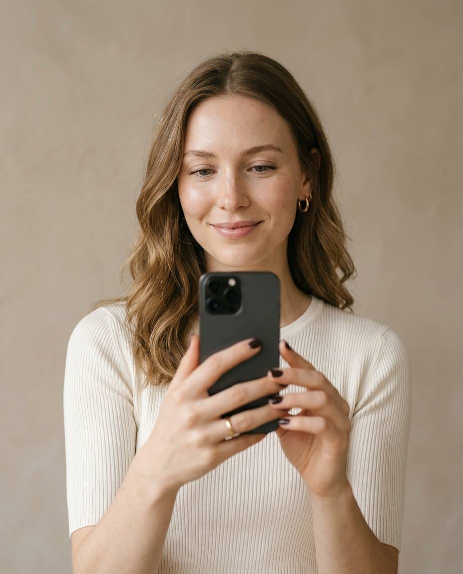 Person taking a selfie for a passport photo